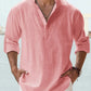 Men's Cotton Linen Casual Long Sleeve Shirt