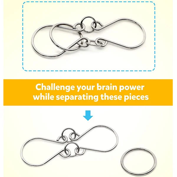 Metal Puzzle Ring Set (8-Piece) Blue Edition Brain Teaser Game