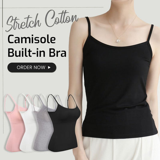 Stretch Cotton Camisole Built-in Bra