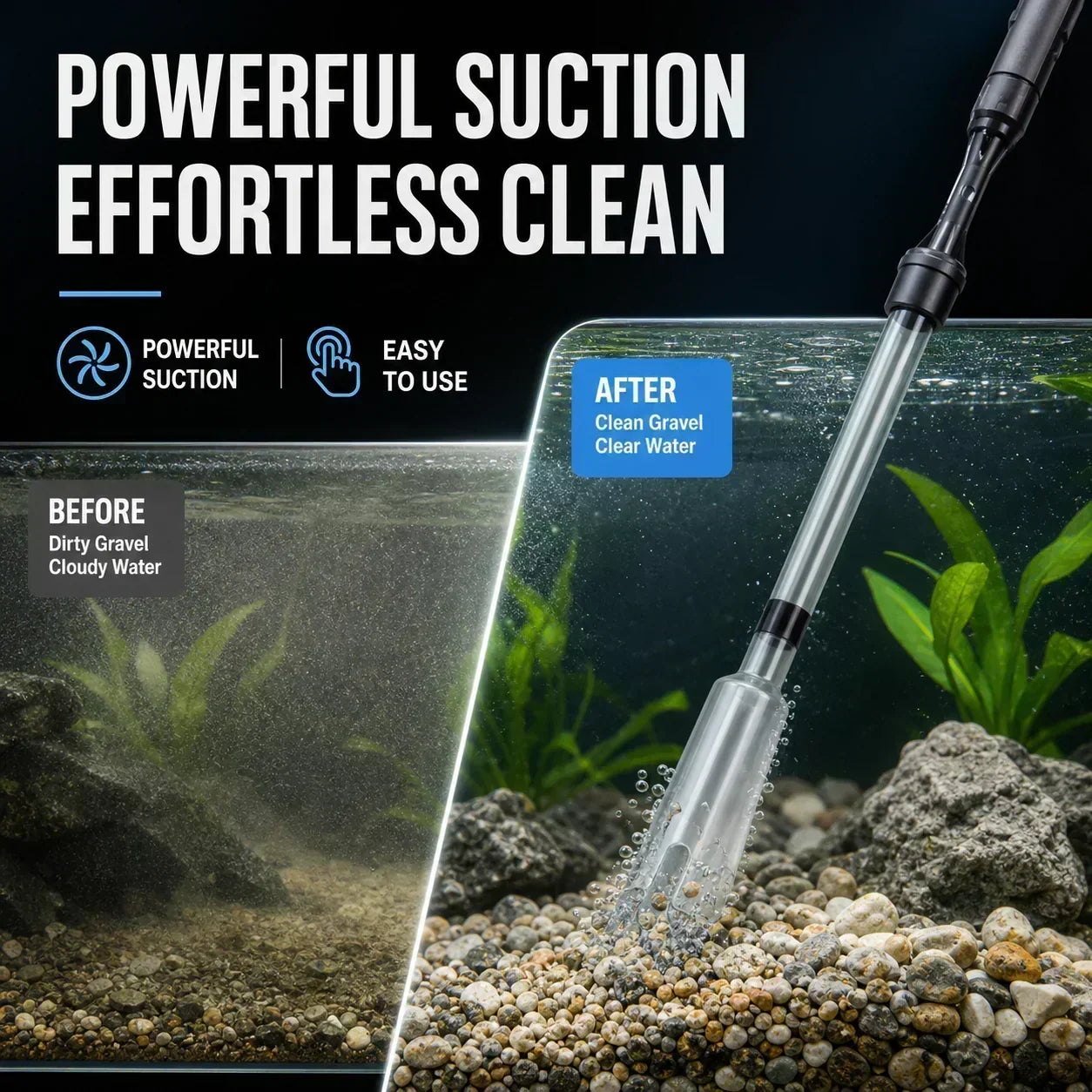 🐠 Electric Aquarium Gravel Cleaner—battery-operated, adjustable length, and easy to use—suitable for all aquariums 🧹🐟