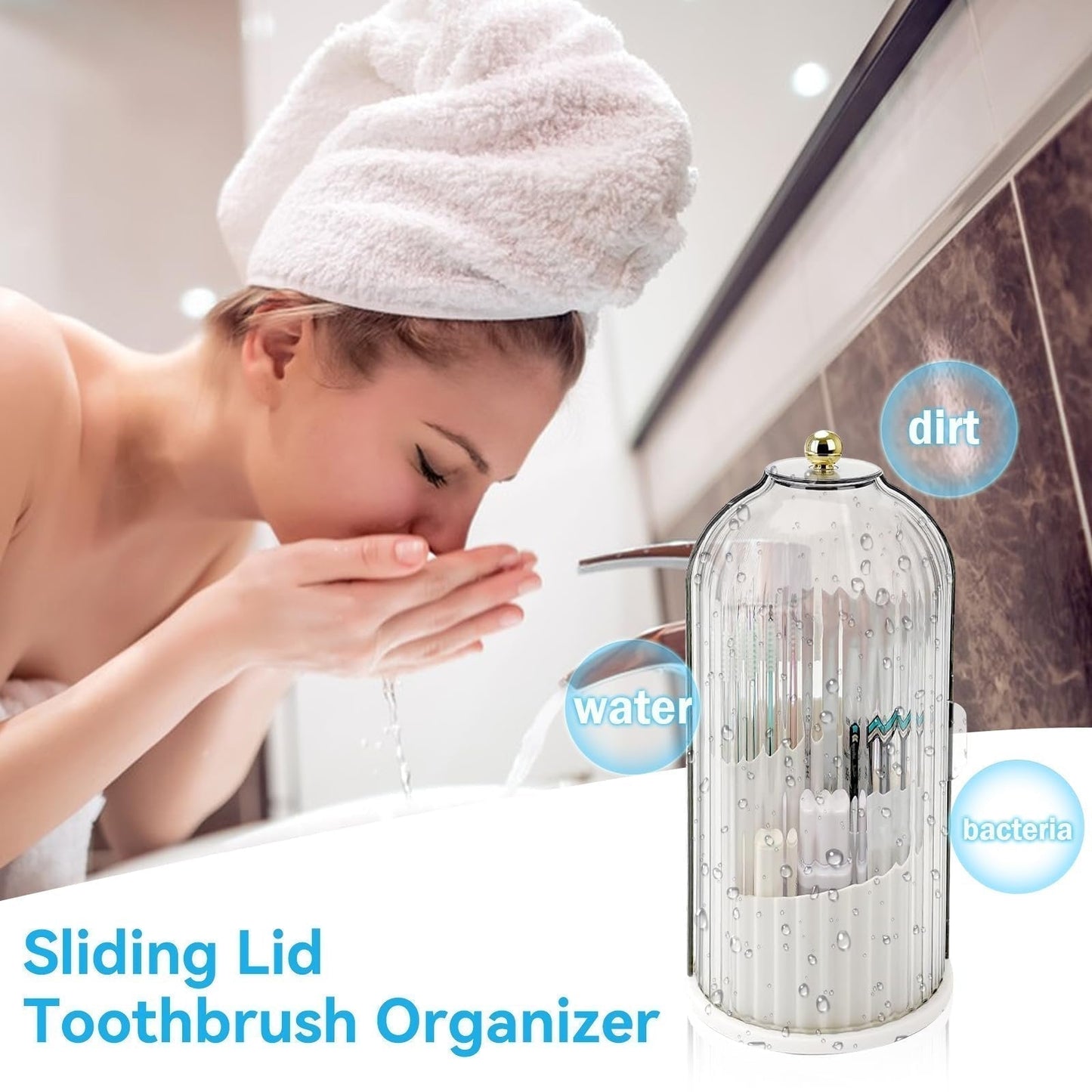 🏡✨Sliding Lid Toothbrush Organizer