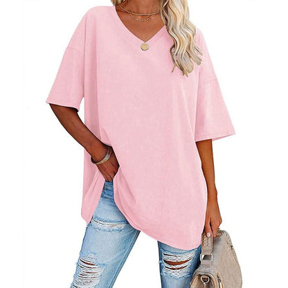 Women's Casual Loose V-neck T-shirt