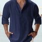 Men's Cotton Linen Casual Long Sleeve Shirt