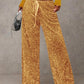 🖤Women's Glitter Fashion Adjustable Drawstring Slimming Elastic Waist Straight-Leg Pants
