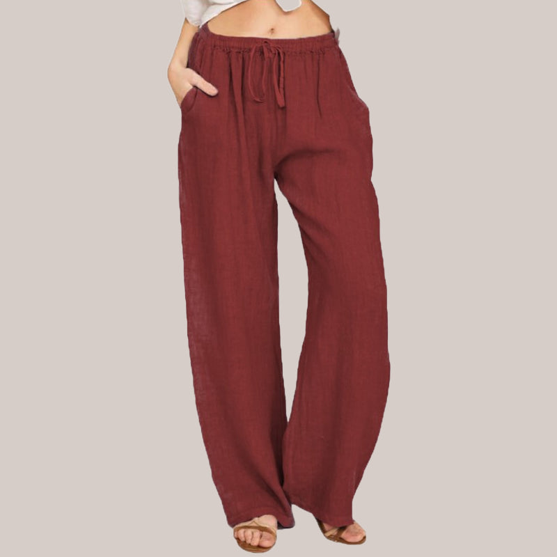 Women's Summer Cotton Linen Wide Leg Pants