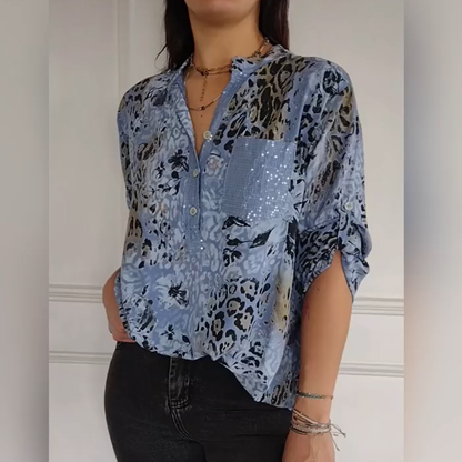 ✨Women's Casual Half Button Printed Shirt