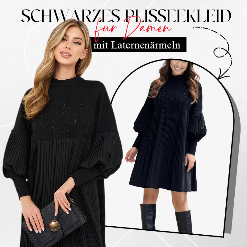 Women's Plus Size Lantern Sleeve Stand Collar Dress