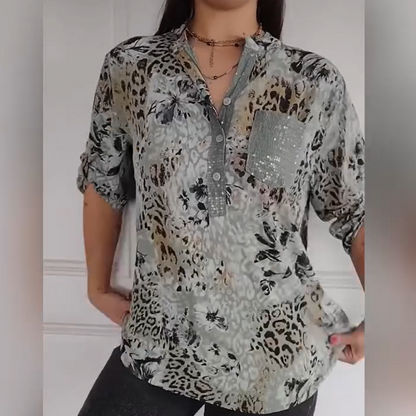 ✨Women's Casual Half Button Printed Shirt