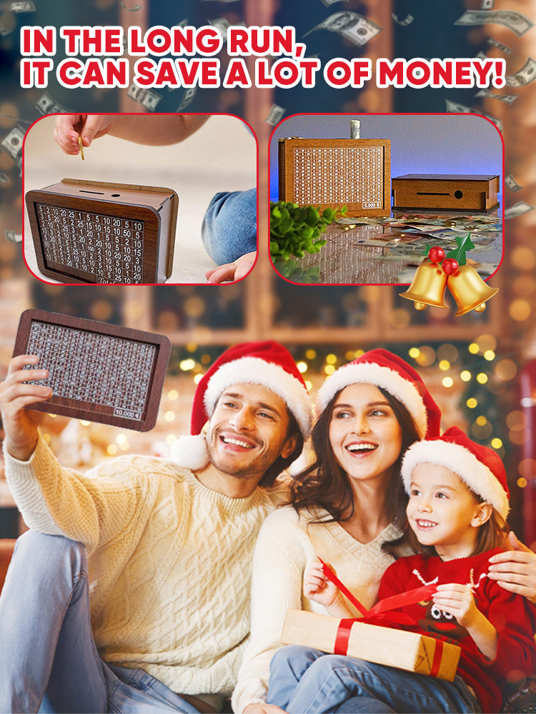 🔥Retro Style Wooden Money Box with Counter Piggy Bank Handmade Saving Money Goal Piggy Bank