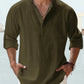 Men's Cotton Linen Casual Long Sleeve Shirt