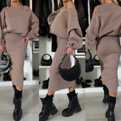 🔥Women's Sweatshirt & Sleeveless Dress 2-Piece Set