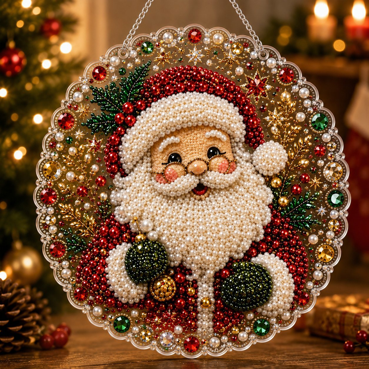 🎄Christmas Pearl Diamond Art Hanging Ornament Kit | Resistant Non-Fading Pearl Beads DIY Handmade Holiday Hanging Decor 🎅💎