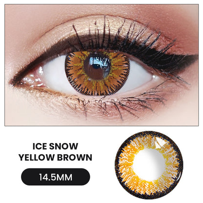 Ice Snow Tricolor Yellow Brown Cosmetic Colored Contact Lenses