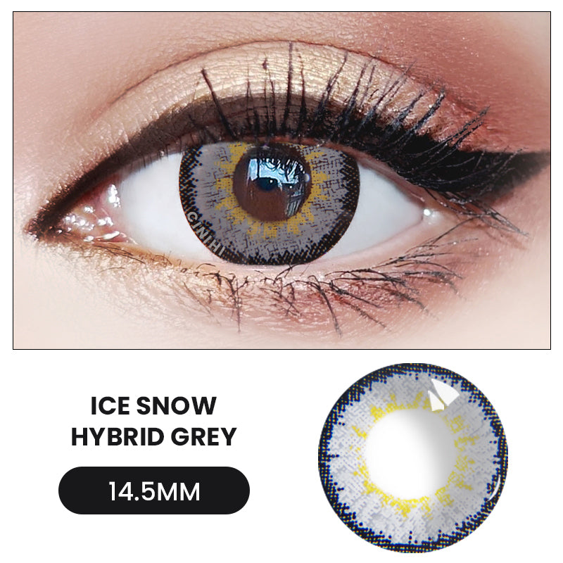 Ice Snow Tricolor Hybrid Grey Cosmetic Colored Contact Lenses