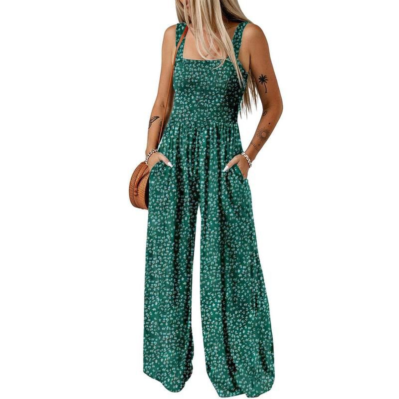 🏖️Summer Hot Sale 🌼🎨Women’s Casual Print Sleeveless Overalls Jumpsuits