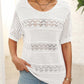 Women's Round Neck Hollow Knit Crochet Short Sleeve Sweater