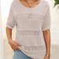 Women's Round Neck Hollow Knit Crochet Short Sleeve Sweater