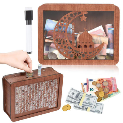 🎁Wooden Money Saving Box with Maker Pen