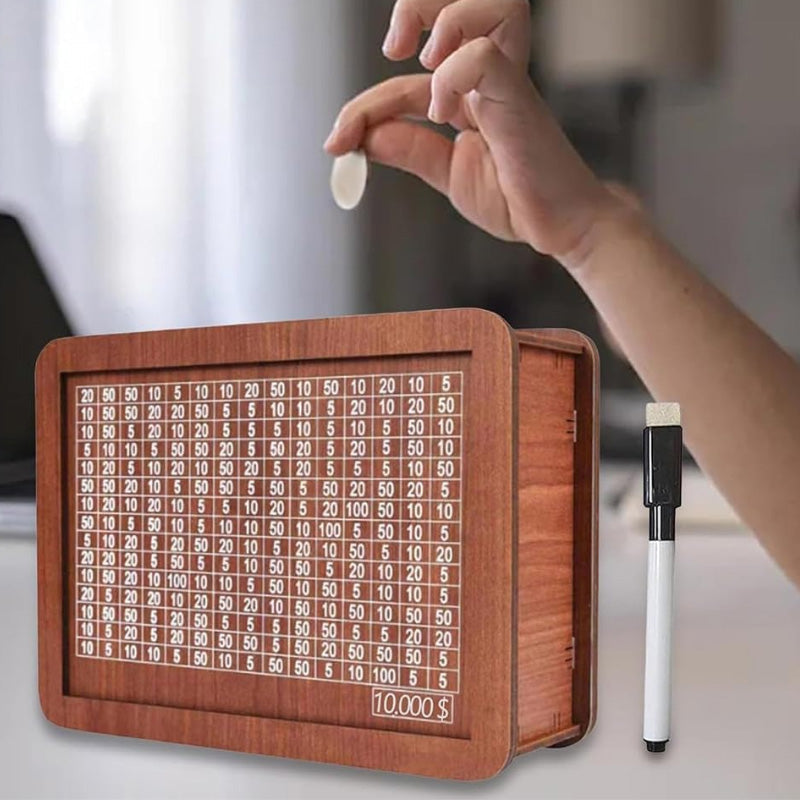 🎁Wooden Money Saving Box with Maker Pen