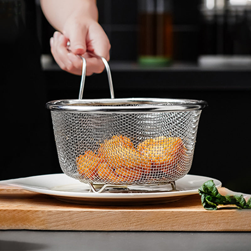 💞 Handheld Steel Sieve – No Rust, No Splatter 🍲