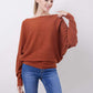 Women's Boat Neck Dolman Sleeve Ribbed Knitted Sweaters