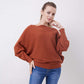 Women's Boat Neck Dolman Sleeve Ribbed Knitted Sweaters