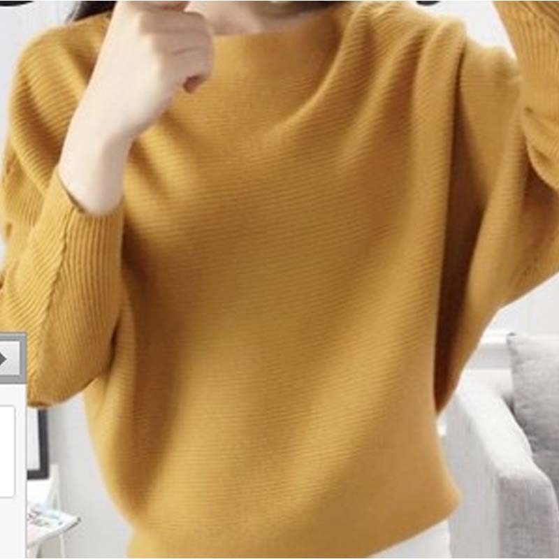 Women's Boat Neck Dolman Sleeve Ribbed Knitted Sweaters