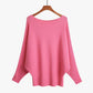 Women's Boat Neck Dolman Sleeve Ribbed Knitted Sweaters