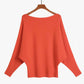 Women's Boat Neck Dolman Sleeve Ribbed Knitted Sweaters