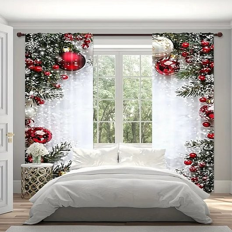 🎄Christmas Window Curtains 2-Piece Set for Home Decor