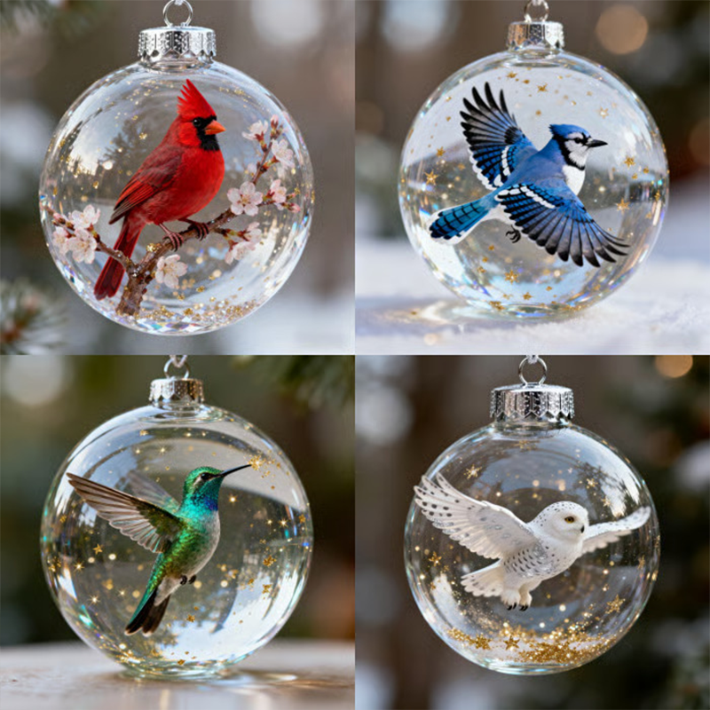 🐦✨Nature's Bird Glass-Look Sphere Ornament