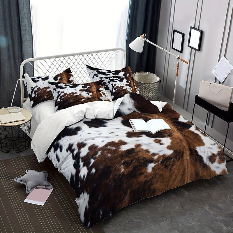 🐮🛏️ Cow Print Duvet Cover – Soft & Lightweight, Fun Design, Complete Set ✨