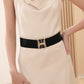 Women's Vintage Gold Buckle High Elastic Leather Belt