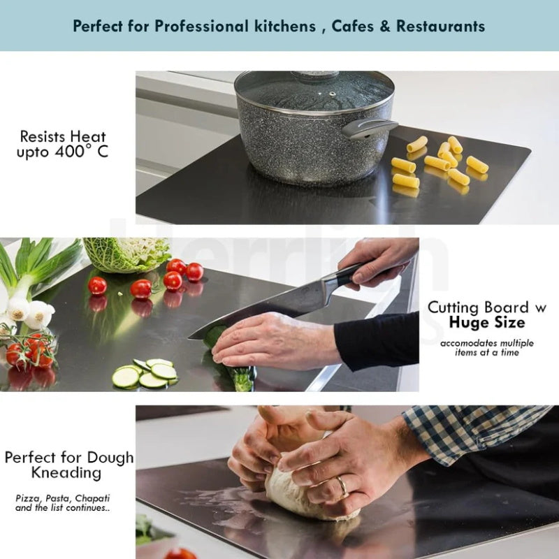👩‍🍳🔪Must‑Have Cooking Tool！🥩🥦Safer, Cleaner & More Convenient!💥304 Stainless Steel Cutting Board