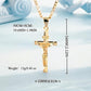 ✝️ Gold Crucifix Necklace – Detailed INRI Motif, Adjustable Figaro Chain & Hypoallergenic Finish 💛