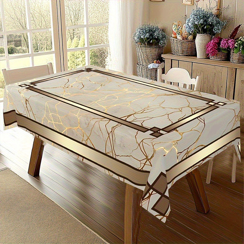 ⏰Waterproof Marble-Print Tablecloth