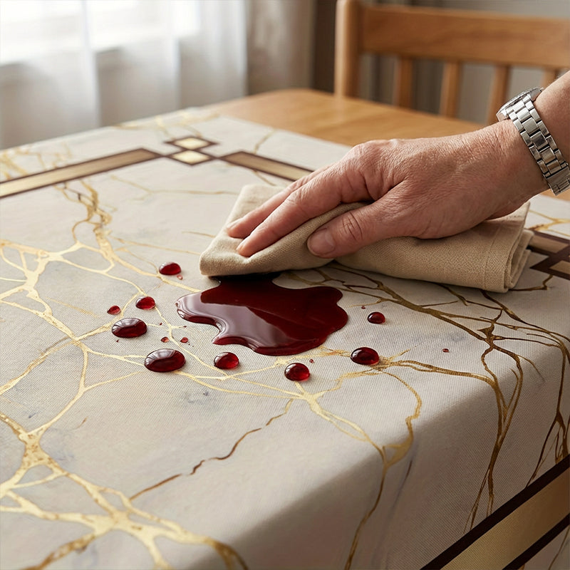 ⏰Waterproof Marble-Print Tablecloth
