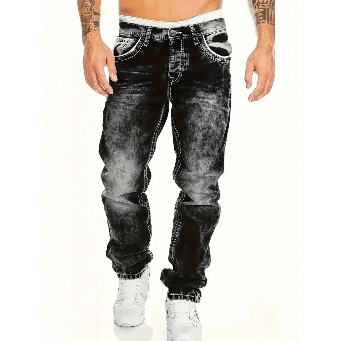 📢📢BIG SALE !!⏰Men's Fashion Creative Stretch Denim Jeans,Minimalist Style Suitable For Summer, Emo Style
