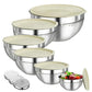🥣 304 Stainless Steel Mixing Bowl Set with Airtight Lids & Grater Attachments 🔪✨