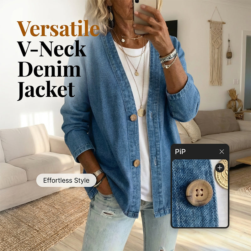 🧥Women's Classic Button Front Denim Jacket