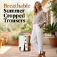 Summer Breathable Cropped Trousers with Pockets