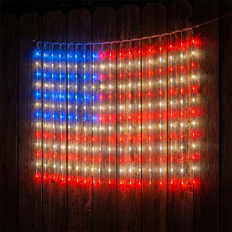 ✨ Patriotic Flag Net Lights – USB, Waterproof, 50,000-Hour ✨