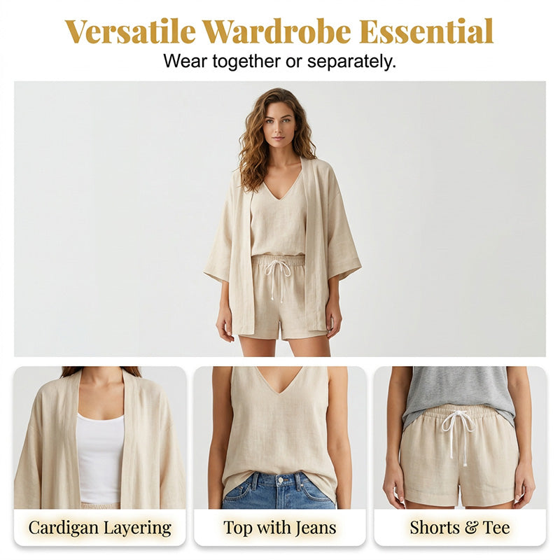 Women's Casual 3-Piece Lounge Set with Cardigan