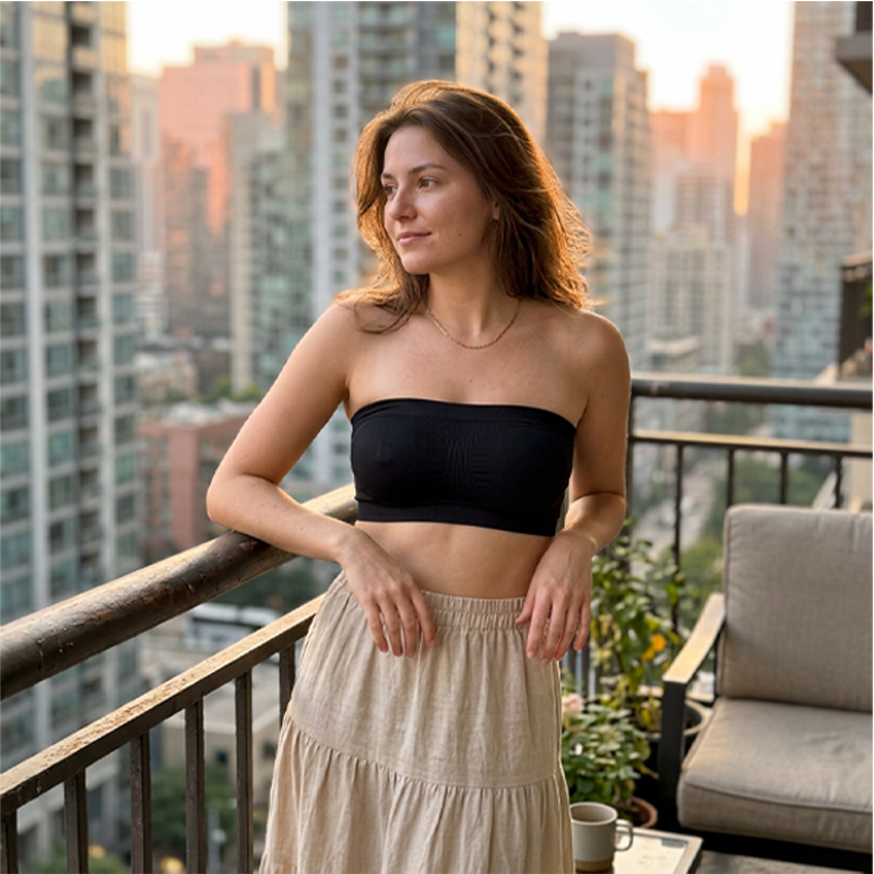 🤎Convertible Strapless Bandeau Bra with Wireless Comfort, Anti-Slip Grip & Removable Straps