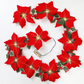 😍 🎄 Poinsettia Flower String Lights – 2M Warm LED Garland with Red Flowers & Holly Leaves