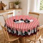🐓 Farmhouse Rooster Tablecloth – Red Buffalo Plaid Chicken Table Cover, Spill Proof & Scalloped Lace Edge ✨