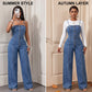 💞 Women Spaghetti Strap Wide Leg Denim Jumpsuit👖