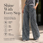 🖤Women's Glitter Fashion Adjustable Drawstring Slimming Elastic Waist Straight-Leg Pants