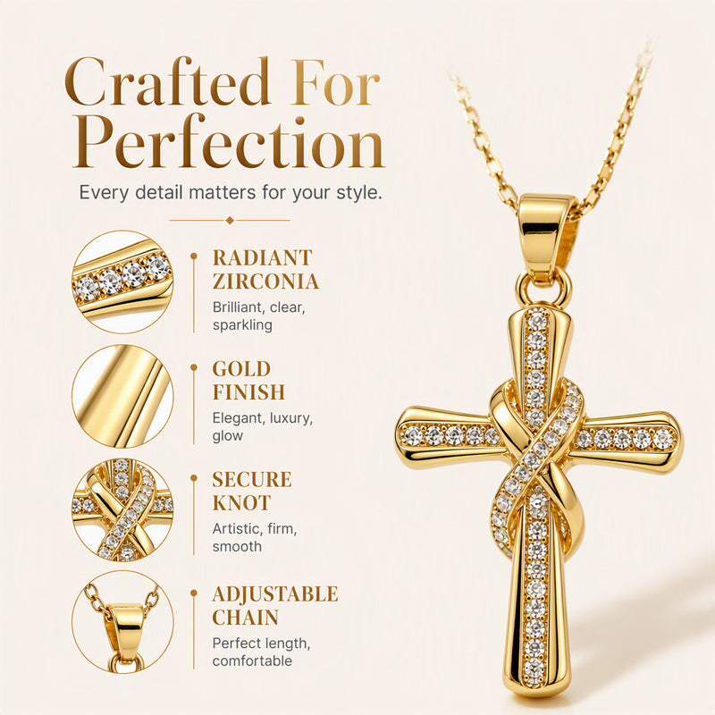 Women's Sparkling Twisted Knot Cross Pendant Necklace – Elegant design, brilliant shine & lightweight – Perfect for daily wear & special occasions 💖