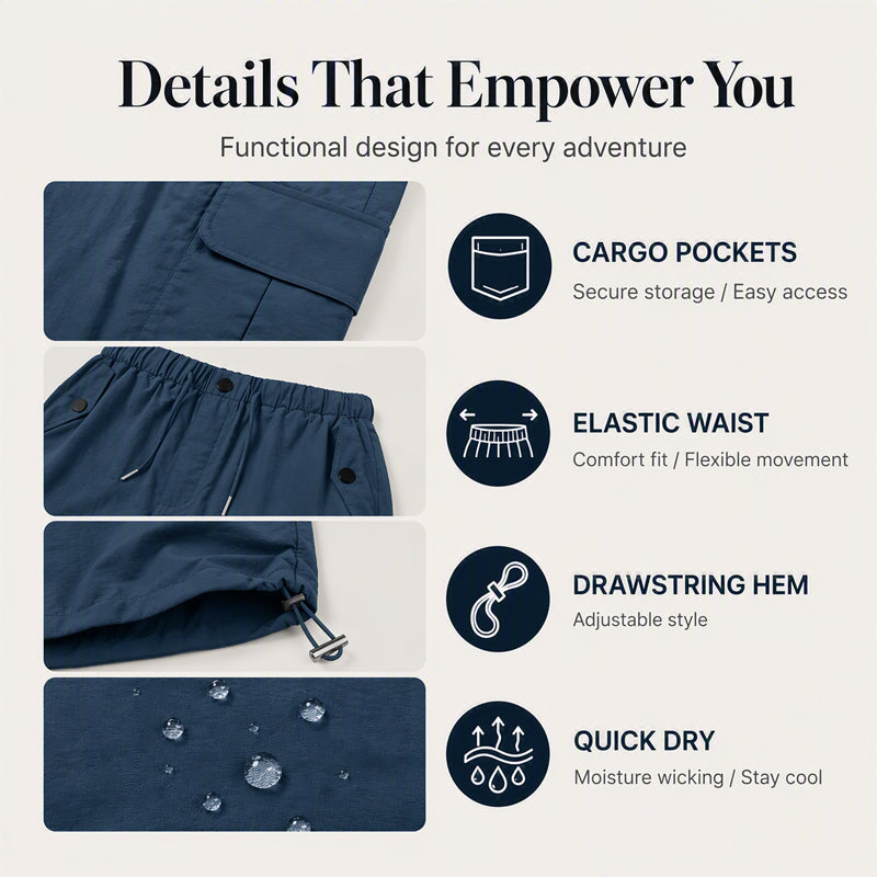 💖Women’s Lightweight Quick Dry Cargo Capri Trousers, Utility Everyday Outdoor Pants
